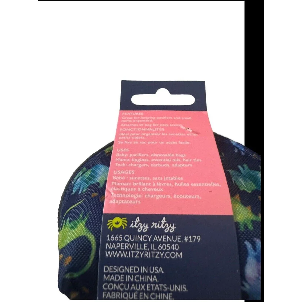 NEW Itzy Ritzy Mama Baby‎ Paci Everything Pacifier Pouch Holder Blue Dinosaur